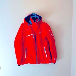 Red and Turquoise Salomon Warm Ski Jacket
